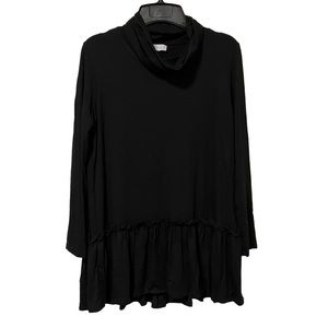 Luxe USA Black Long Sleeve Peplum Top